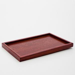 天然木製 9.5寸 小長盆 木目 漆塗り 28...の詳細画像1