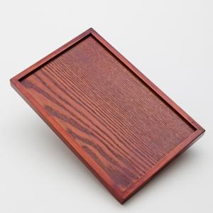 天然木製 9.5寸 小長盆 木目 漆塗り 28...の詳細画像3