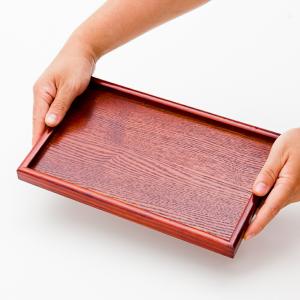 天然木製 9.5寸 小長盆 木目 漆塗り 28...の詳細画像5