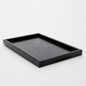 天然木製 9.5寸 小長盆 黒木目 漆塗り 2...の詳細画像1