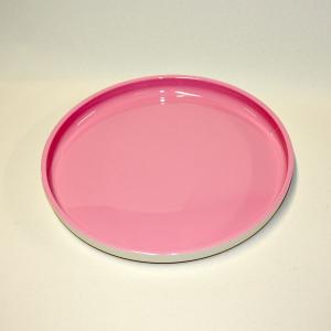 食洗機対応 お盆 トレー紀州塗り ８寸 丸 ノンスリップトレー ピンク すべり止め加工 滑らない 滑り止め トレイ おぼん