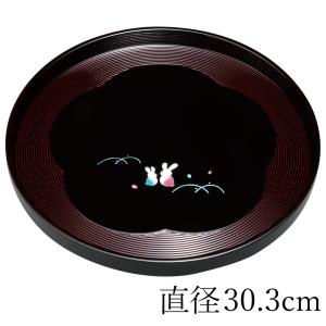みよし漆器本舗 紀州塗り お盆 トレー 10寸 丸盆 春ラン うるし塗り 金