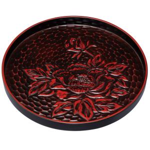 みよし漆器本舗 丸盆 お盆 花丸春秋 成願義夫 紀州漆器 丸鉢 トレー
