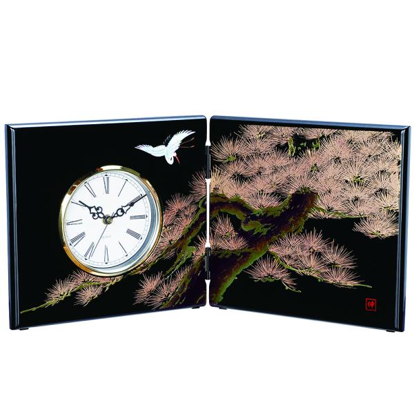 紀州塗り 屏風時計 黒 飛祥 和風 おしゃれ 木目 インテリア 日本製 置き時計 置時計 和柄 和デ...