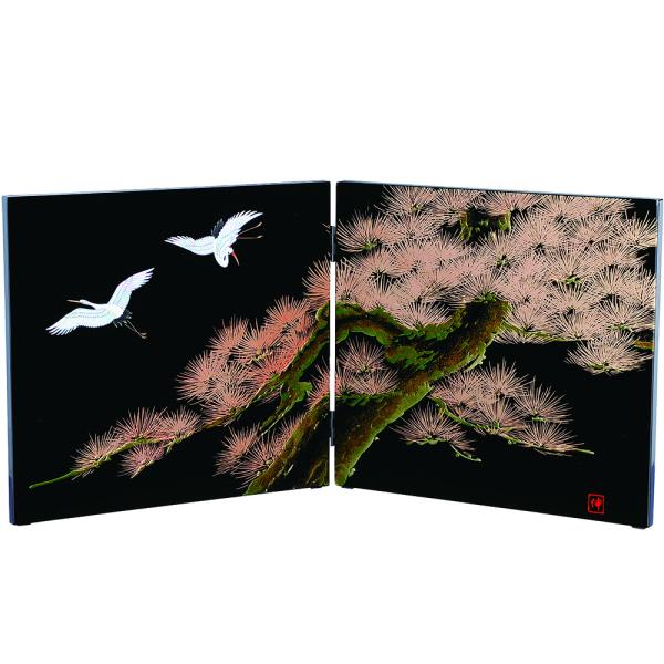 紀州塗り 屏風 黒 飛祥 おしゃれ 木目 インテリア 日本製 和柄 和デザイン ギフト お土産 記念...