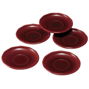 茶托 漆器 12cm 総春慶塗 5枚セット 和風 赤 ギフト お茶 セット お皿