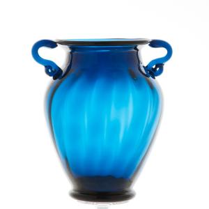 ガラス花瓶 ダブルイヤー ブルー フラワーベース 大 花器 おしゃれ 大きい 大型 北欧 インテリア 青 オブジェ 置物 新生活 寝室 玄関 書斎