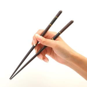 天然木製 お箸 市松箸 おはし 黒 23cm ...の詳細画像2