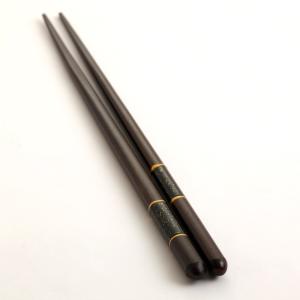 天然木製 お箸 市松箸 おはし 黒 23cm ...の詳細画像3