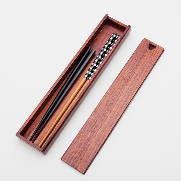 箸箱 スライド 天然木製 2膳用 箸入れ 箸ケース 25.5cm 大人 はしいれ 漆塗り ハシバコ ...