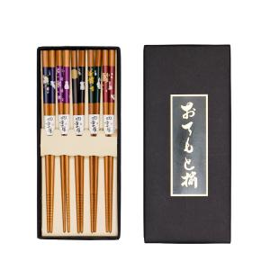 みよし漆器本舗 天然木製 箸 5膳セット 彩り花 ギフトBOX入り お箸 お