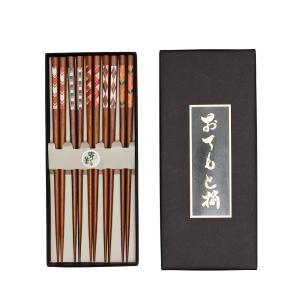 天然木製 箸 5膳セット 寄木 ギフトBOX入り お箸 おはし 送料無料｜miyoshi-ya