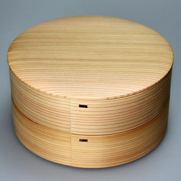 秋田杉 大館曲げわっぱ ６寸 丸二段重箱 白木 日本製 国産 運動会 大型 弁当箱 おしゃれ 2段 ...