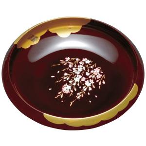 紀州塗り 7.5寸 菓子鉢 溜 金雲さくら 日本製 国産｜miyoshi-ya