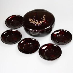 紀州塗り 梅型菓子器・茶托揃え 菓子器 菓子鉢 蓋付き
