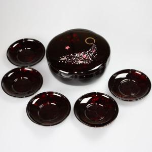 紀州塗り 梅型菓子器・茶托揃え 菓子器 菓子鉢 蓋付き 別甲 桜うさぎ お菓子入れ 日本製 国産｜miyoshi-ya