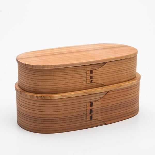 お弁当箱 曲げわっぱ 小判二段入子 弁当箱 赤身 1030ml 2段 曲げわっぱ弁当箱 まげわっぱ ...