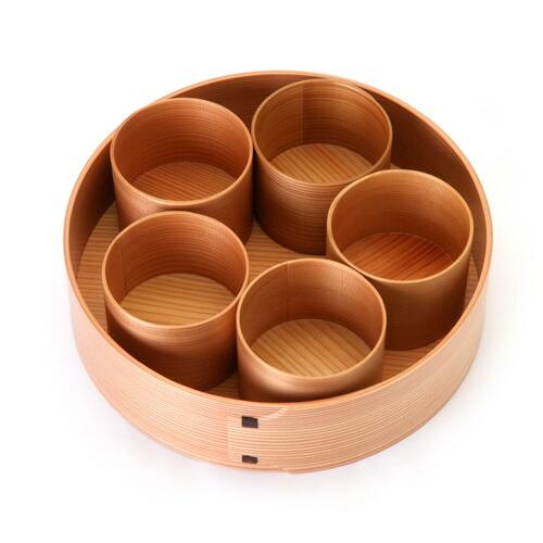 送料無料 秋田杉 大館曲げわっぱ そうめんセット（そばちょこ5客入り） 蕎麦猪口 そば猪口 蕎麦ちょ...