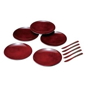 銘々皿 和菓子 漆器 皿 両面春慶塗 梅型 4.5寸 5枚組 セット 小皿 お