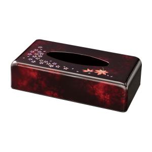 みよし漆器本舗 紀州塗り ティッシュボックス 鏡付き 春秋 金蒔絵 和風