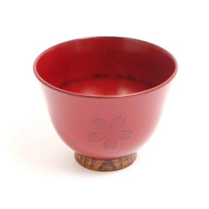 天然木製 かゆ椀 さくら 根来 漆塗り 汁椀 ...の詳細画像1
