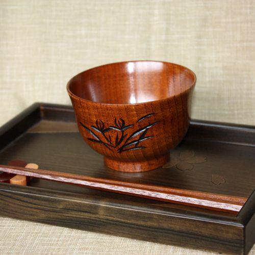 天然木製 お椀 お碗 汁椀 羽反型 ラン彫 漆塗り おわん スープボウル 木製 食器 味噌汁 おしゃ...