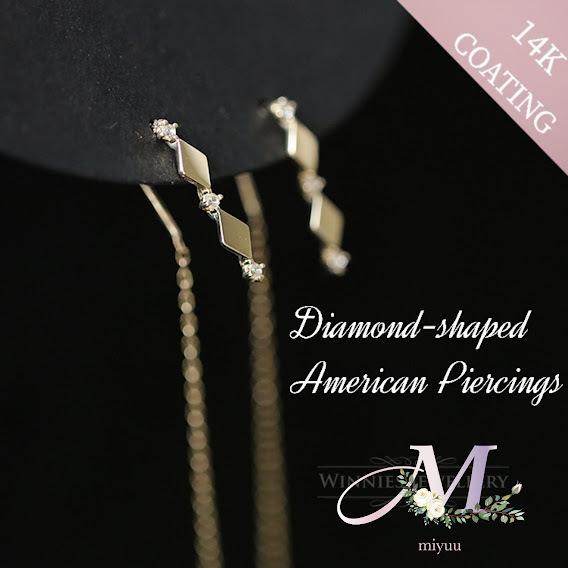 ピアス14金 アメリカンピアス チェーンピアス ピアス14k  ロングピアス アレルギー対応 揺れる...