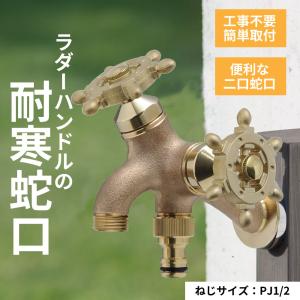 水生活製作所 二口横水栓 チェロ 鋳肌メッキ 二股 双口 G15CLF-EM