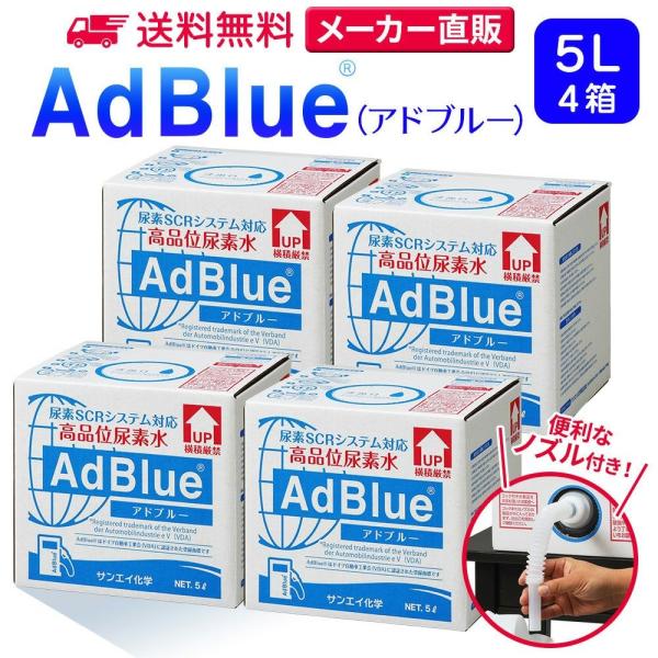 アドブルー 5L × 4箱 ノズル 付き adblue 高品位 尿素水 ディーゼル ハイエース bm...