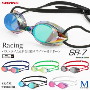 FINA承認モデル クッションなし 競泳用スイムゴーグル 水泳用 ミラーレンズ SWANS（スワンズ） SR-7M｜mizugi