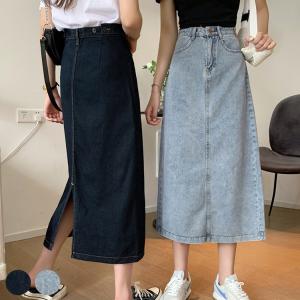デニム タイト スカート ロング レディース 薄手 バックスリット