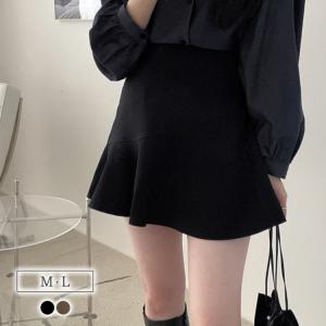 スカート レディース 黒 かわいい きれいめ ボトムス ミニ ヘムフレア 切り替え 春秋 シンプル 無地 美脚