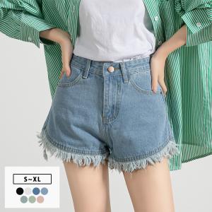 パンツ 「ダメージ加工×ラインストーン」デニムショートパンツ