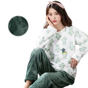 パジャマ レディース 冬 もこもこ 長袖 ルームウェア 上下セット セットアップ 起毛 ぬくぬく おしゃれ 可愛い サボテン フリース