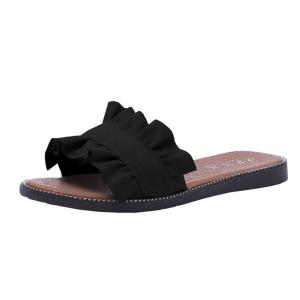 サンダル レディース 履きやすい 痛くない フリル フラットソール ぺたんこ スリッパ ビーチサンダル 歩きやすい 疲れにくい シンプル