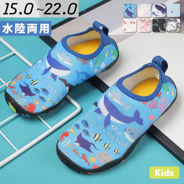 マリンシューズ キッズ 子供 水陸両用 靴 スポーツ 海 岩場 アクアシューズ 海水浴 軽量 恐竜 ...