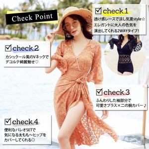 水着 レディース 体型カバー ワンピース 3点...の詳細画像2