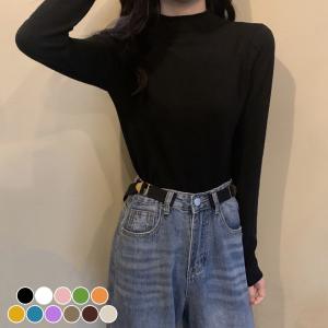 ニット レディース セーター インナー 薄手 長袖 ディープスリーブ 切りっぱなしデザイン シースルー風 ハイネック ミディアム丈 可愛い お洒落