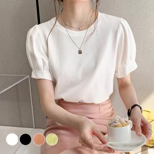 Tシャツ レディース 半袖 トップス カットソー おしゃれ かわいい 春 夏 白 黒 きれいめ インナー