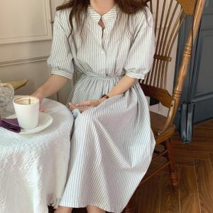 ワンピース レディース ストライプ 夏 半袖 薄...の商品画像