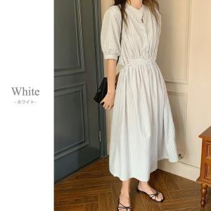 ワンピース レディース ストライプ 夏 半袖 ...の詳細画像5