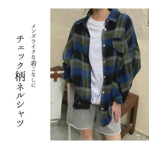 ネルシャツ レディース オーバーサイズシャツ ...の詳細画像1