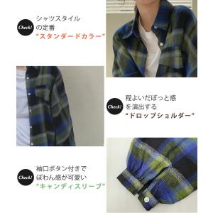ネルシャツ レディース オーバーサイズシャツ ...の詳細画像3