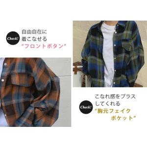 ネルシャツ レディース オーバーサイズシャツ ...の詳細画像4