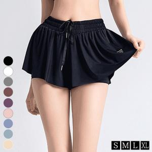 ヨガパンツ レディース インナー付きショートパンツ 一体型 切りっぱなし デザイン シンプル トレーニングウェア