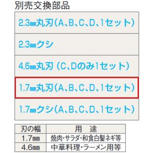 部品販売）シャロットスライサーOFM-1004用替刃用 クシABCDセット 1.7