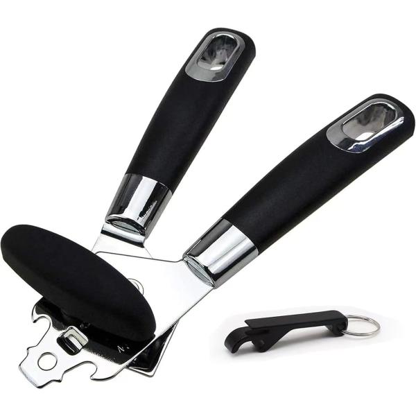 缶切り歯車式 安全滑らかなエッジ、頑丈ステンレススチールブレード 回転缶切り (缶切り)