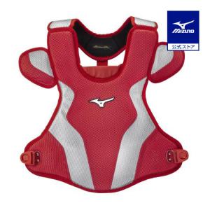 ミズノ公式 ミズノプロ　軟式用プロテクター 野球 レッド×シルバー｜mizuno-shop