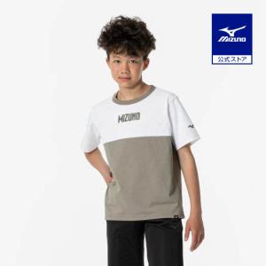 ミズノ公式 Tシャツ 切替 ジュニア ホワイト×カーキの商品画像
