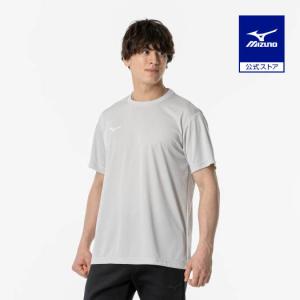 ミズノ公式 ナビドライTシャツ 半袖／丸首 ユニセックス ベイパーシルバー×ホワイト｜mizuno-shop